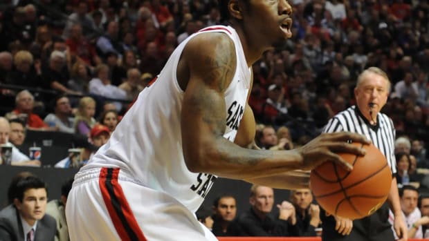 San Diego State Aztecs forward Kawhi Leonard shoots the ball.